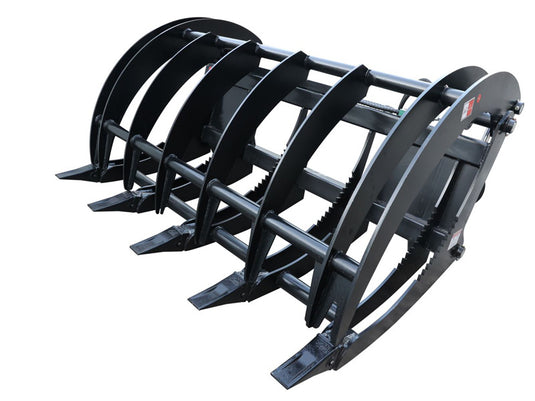72 and 84 inch skid steer root rake grapple for land clearing