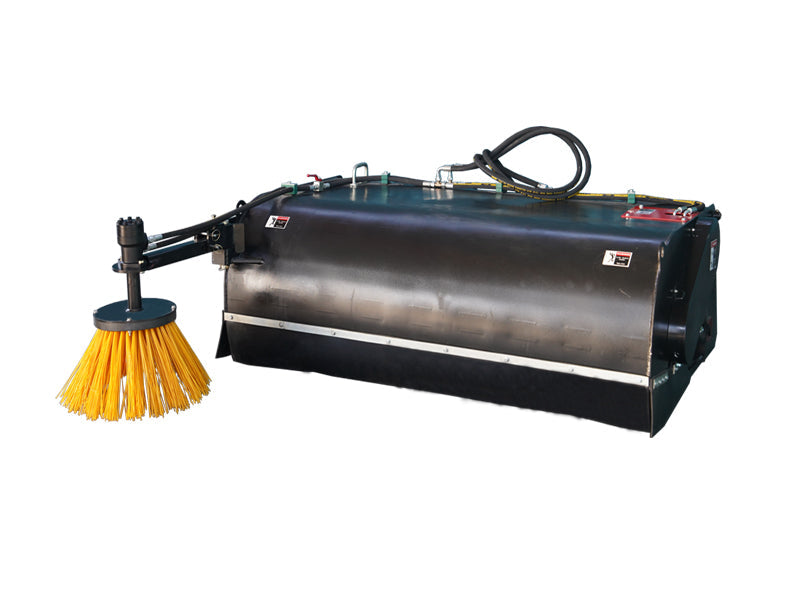 72 and 83 inch hydraulic skid steer box broom with side brush dust control
