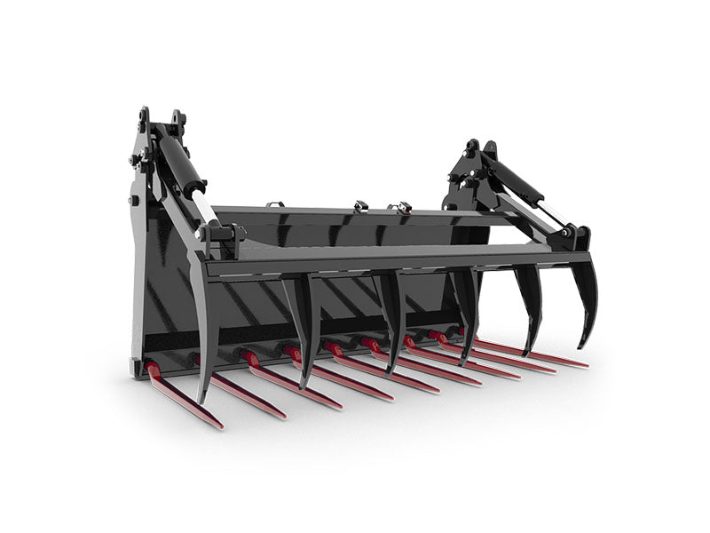 hydraulic manure fork grapple skid steer attachment for silage and utility work