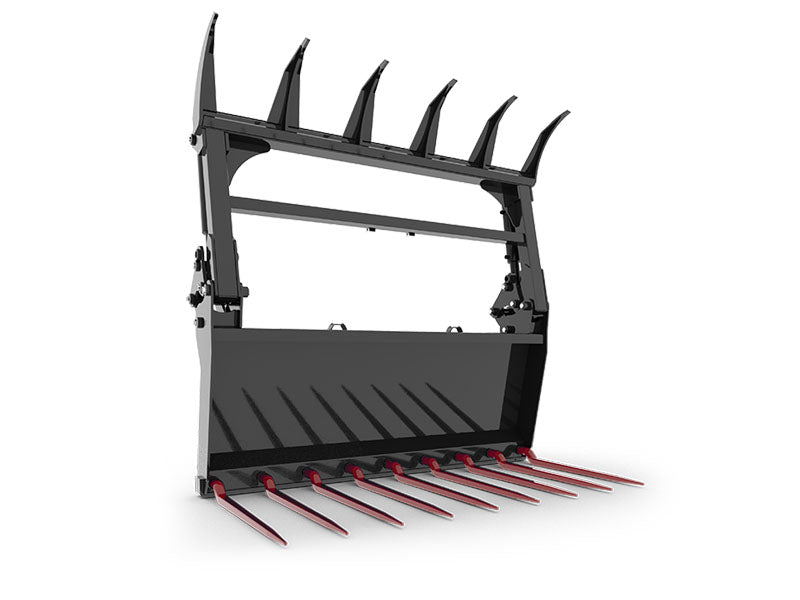 Hydraulic Manure Fork Grapple Skid Steer | 11 Tine Silage & Utility Quick Attach Attachment