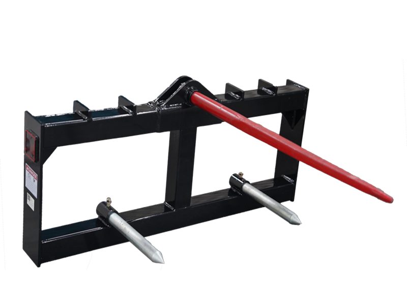 LANDYINDUS S-HS1160 Skid Steer Quick Attach Hay Bale Spear Frame | 3000 lb Forged | 1 Main + 2 Stabilizer Spears