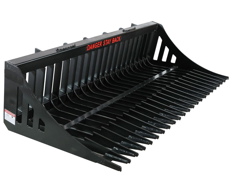 LANDYINDUS Skid Steer Rock Bucket | Heavy-Duty Flat Bar Rake Bucket 52" to 96" Back Blading & Sifting Quick Attach