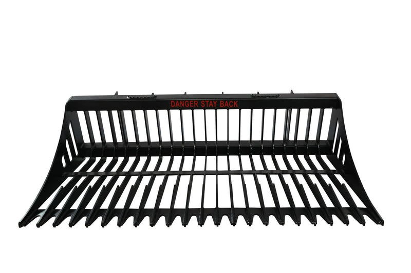 LANDYINDUS Skid Steer Rock Bucket | Heavy-Duty Flat Bar Rake Bucket 52" to 96" Back Blading & Sifting Quick Attach