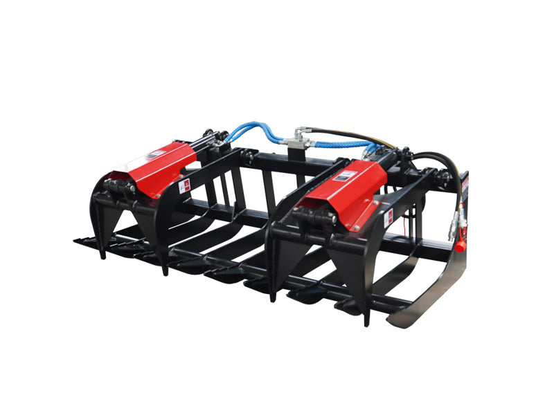 LANDYINDUS Dual-Cylinder Skid Steer Root Grapple Bucket | 72" & 84" Universal Quick Attach Brush & Debris Clearing
