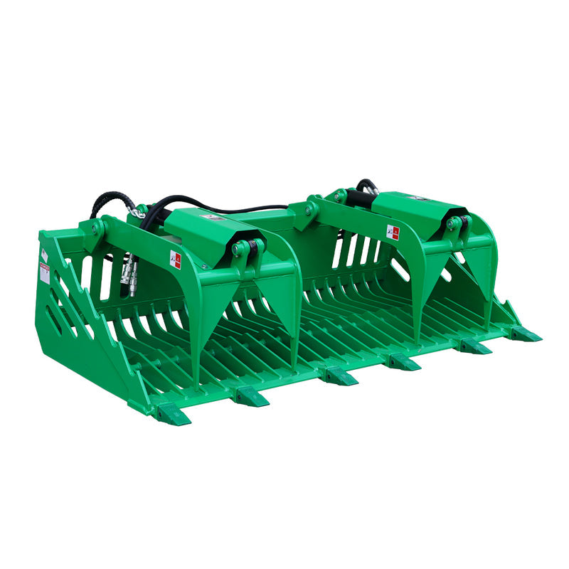 LANDYINDUS Rock Grapple Bucket with Teeth 72–84" | Skid Steer Heavy Duty Euro Hitch