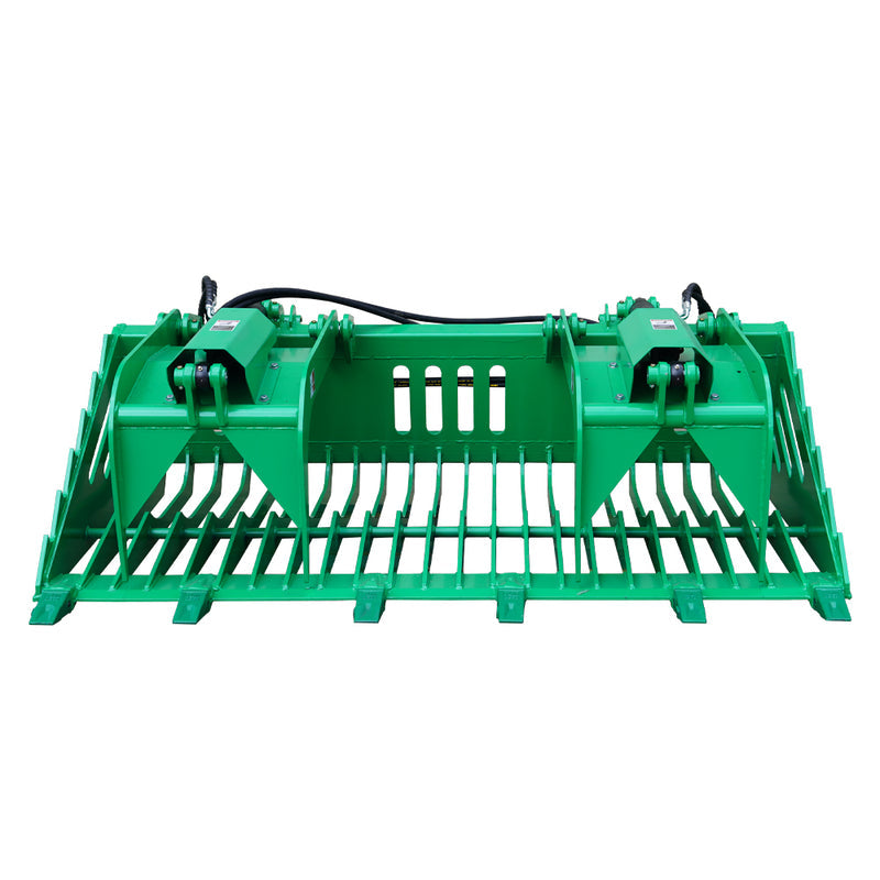 LANDYINDUS Rock Grapple Bucket with Teeth 72–84" | Skid Steer Heavy Duty Euro Hitch
