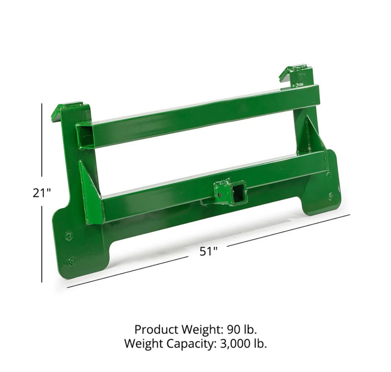 LANDYINDUS John Deere Front Loader 2" Receiver Hitch Mount Plate | Hook & Pin | Grade 50 Steel
