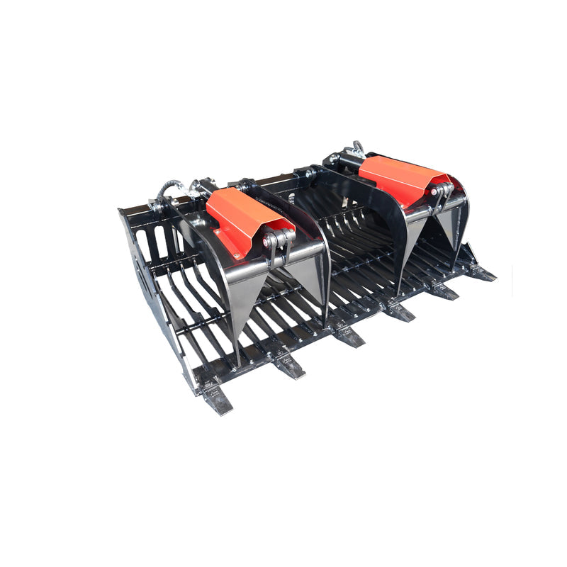 LANDYINDUS Heavy Duty Skid Steer Rock Bucket Grapple with Teeth | 60 72 82 Inch | MP1140