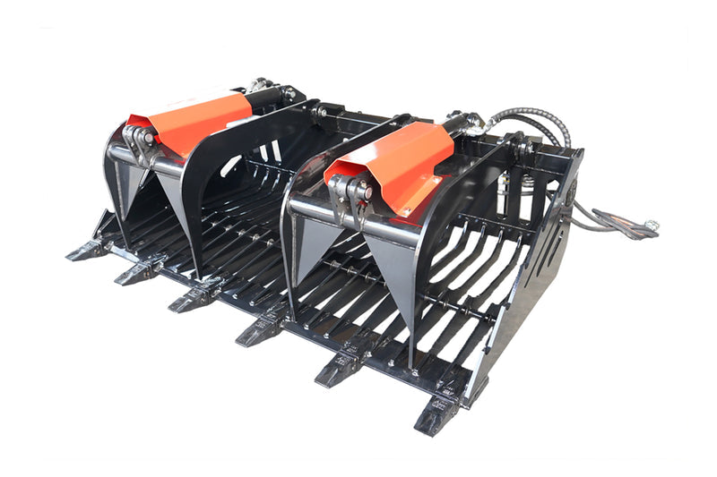 LANDYINDUS Heavy Duty Skid Steer Rock Bucket Grapple with Teeth | 60 72 82 Inch | MP1140