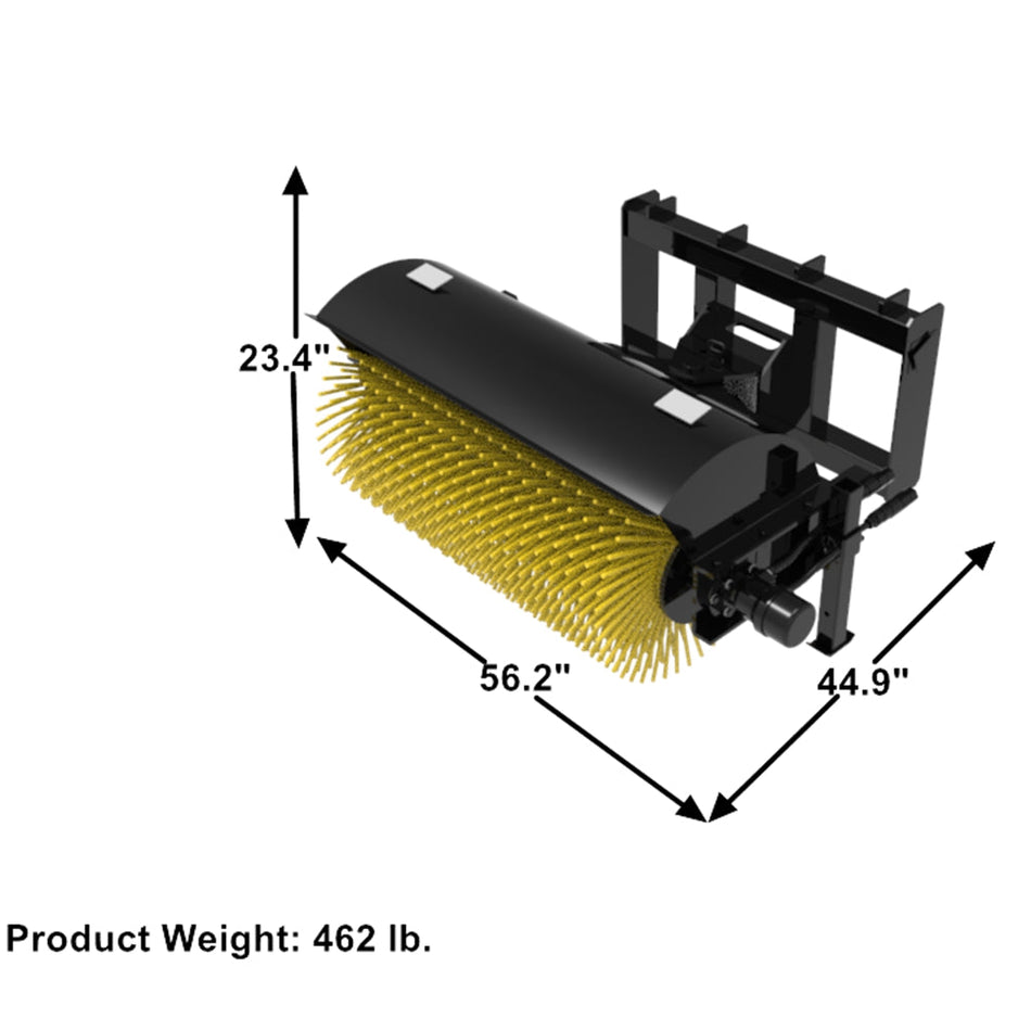 LANDYINDUS 44" Small Skid Steer Hydraulic Rotary Angle Broom Sweeper | Bi-Directional | 30° Adjustable | Standard Flow