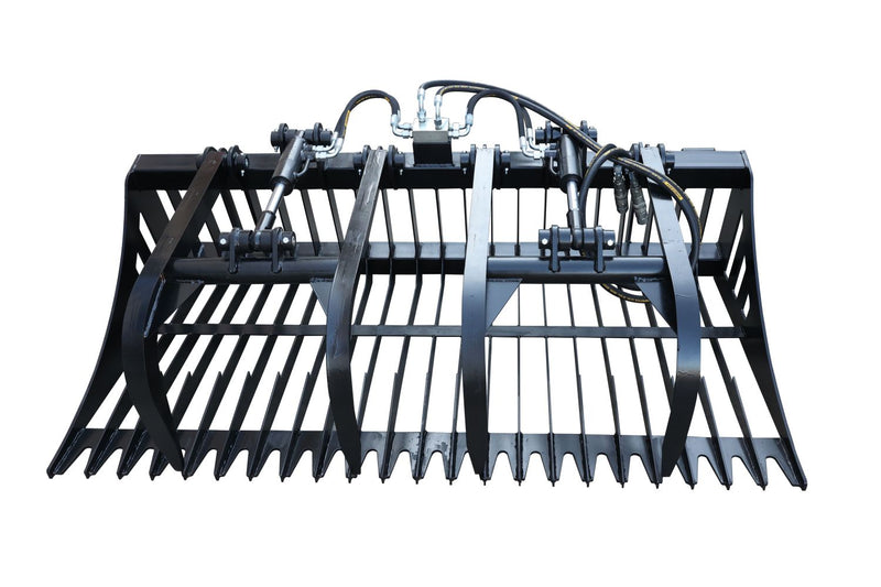 LANDYINDUS Skid Steer Rock Grapple Bucket Attachment | 72 84 Inch | Twin Cylinder Dual Independent Arms | MP1140