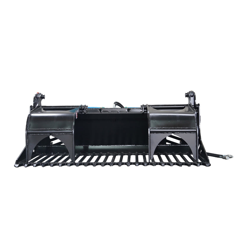 LANDYINDUS Heavy Duty Skid Steer Rock Grapple Bucket | 66 70 74 78 82 Inch | 30mm Rod Harrow | MP1140