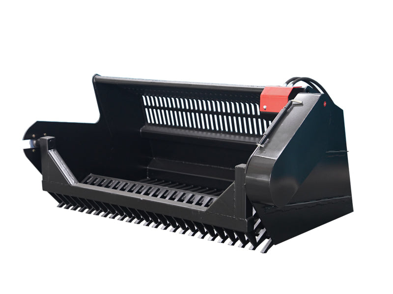 LANDYINDUS 72" Skid Steer Rock Picker Attachment | Hydraulic | 2"–24" Pickup Range | 360° Bi-Directional Reel | High Carbon Steel Tines | MP1140