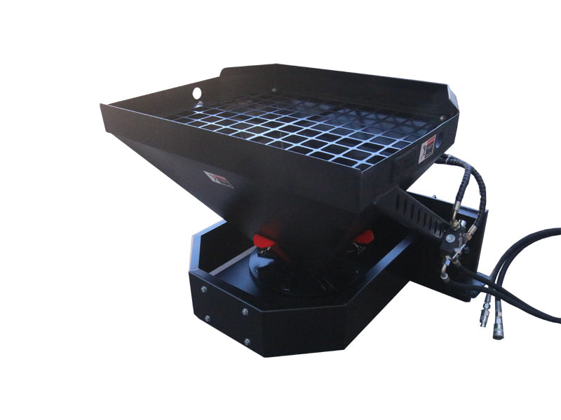 LANDYINDUS Skid Steer Salt Sand Spreader | 180° Self-Loading | 0.33m³ | 8m Spread Width | Agitator & Top Screen | MP1140