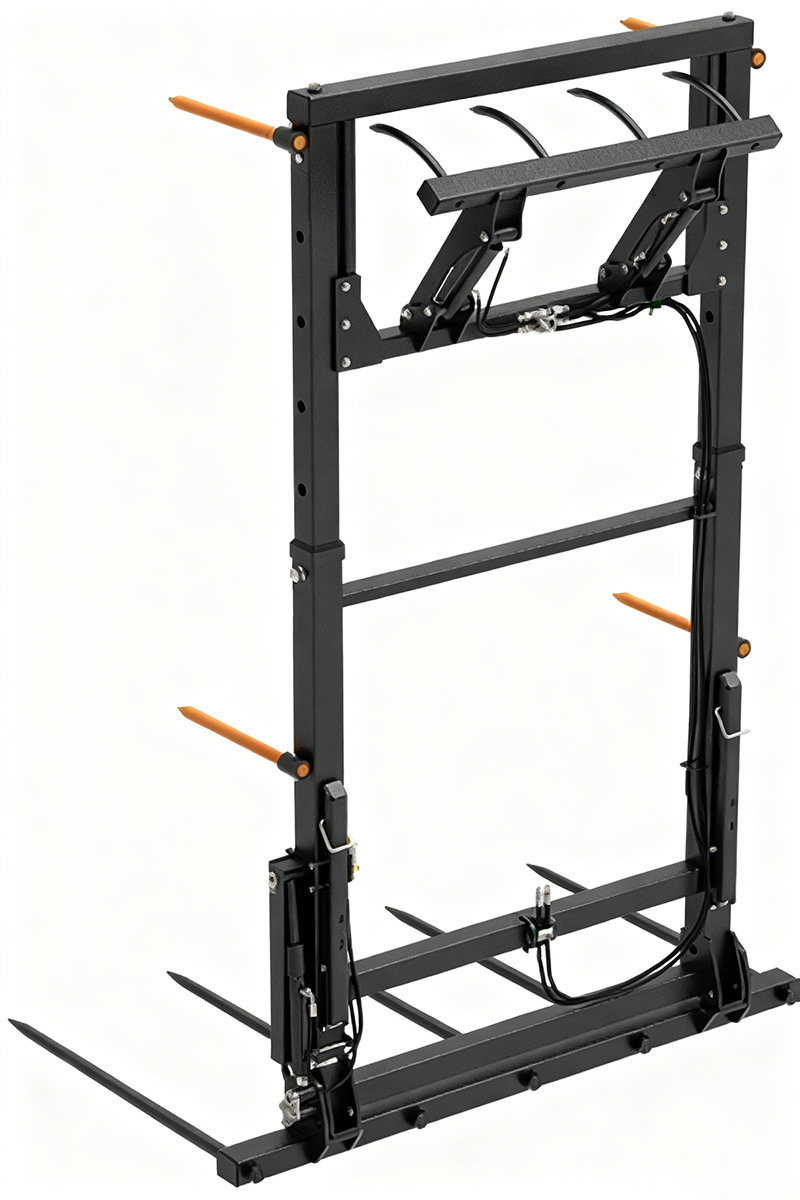 LANDYINDUS Hydraulic Bale Fork | 2,500kg SWL | 5-Spear Main + 4-Spear Stabilizer | 2,010mm Width | Tractor Telescopic Loader | SMS
