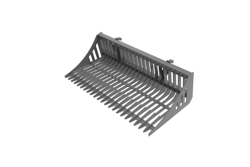 LANDYINDUS Heavy Duty Rock Bucket | 48"-84" (1,220-2,130mm) | 10 Rake Teeth | 72mm Spacing | Flat Bar Sand Sifting | Back Blading | Euro | T-PRB