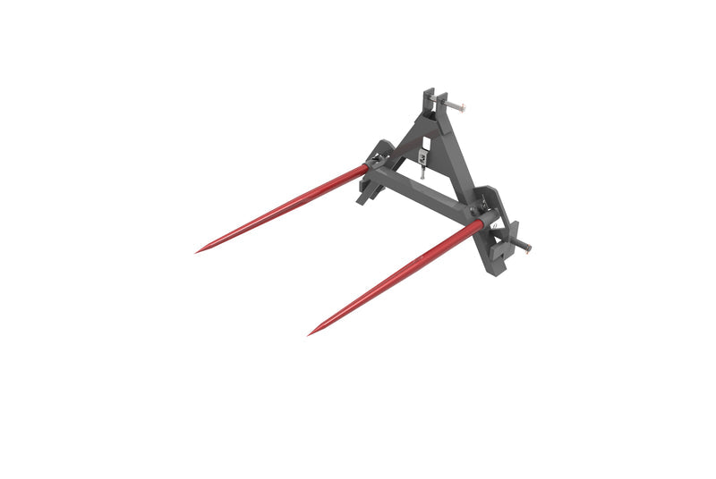 LANDYINDUS Foldable Bale Fork | Fold-Up Tines | 2×φ45×1,100mm | Cat 1 & 2 | 3-Point Linkage & A Frame | Space-Saving Storage | 53kg | T-BFF