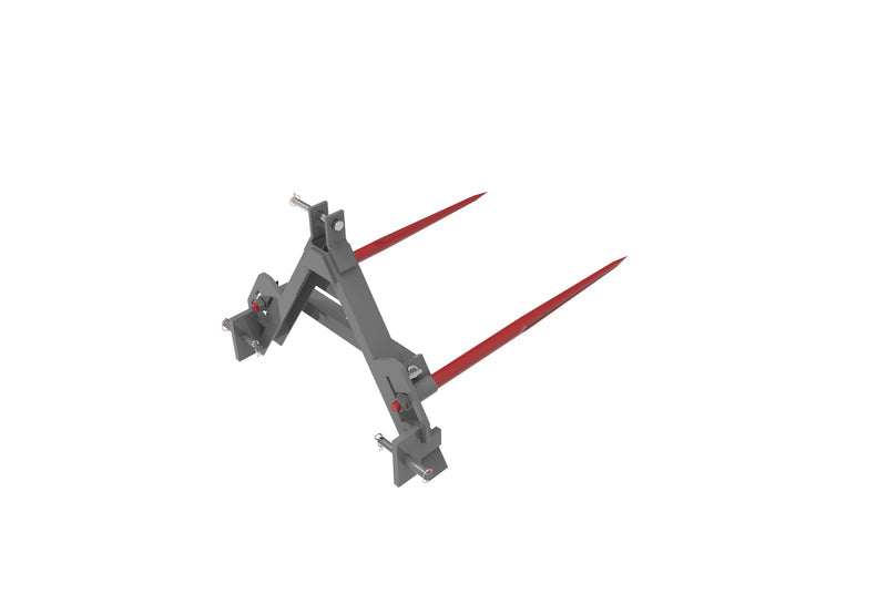 LANDYINDUS Foldable Bale Fork | Fold-Up Tines | 2×φ45×1,100mm | Cat 1 & 2 | 3-Point Linkage & A Frame | Space-Saving Storage | 53kg | T-BFF