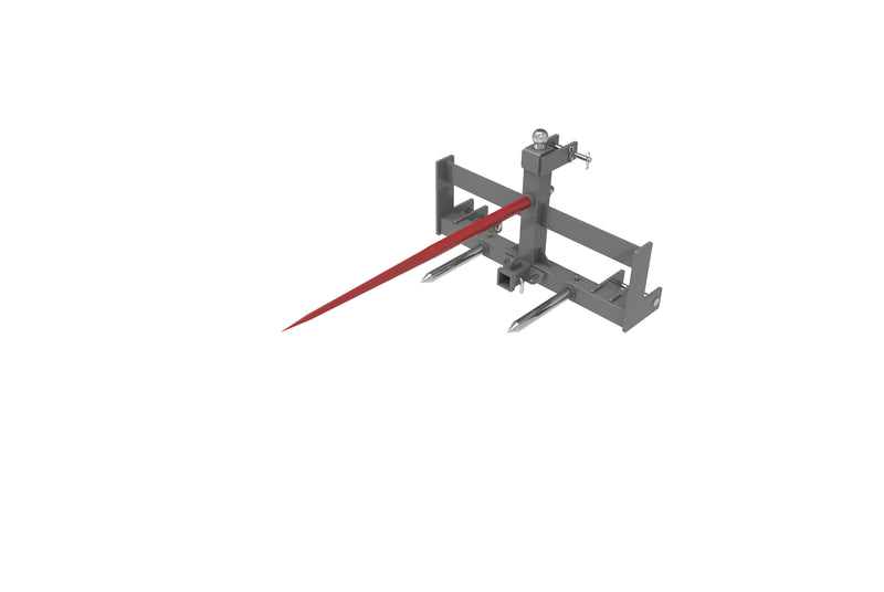 LANDYINDUS 3-Point Hitch Receiver | Suitcase Weight Rack + φ45×1,250mm Bale Spear + 2×φ40×432mm Stabilizers | Cat 1 & 2 | 3-in-1 | T-HWB38IN