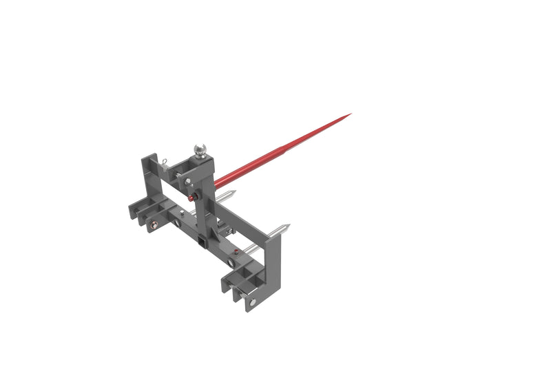 LANDYINDUS 3-Point Hitch Receiver | Suitcase Weight Rack + φ45×1,250mm Bale Spear + 2×φ40×432mm Stabilizers | Cat 1 & 2 | 3-in-1 | T-HWB38IN