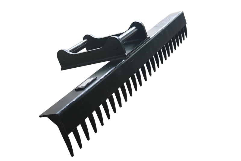 LANDYINDUS Mini Excavator Rake | 10mm Hardened Tines | 70mm Gap | 1,200–2,000mm | S30, S40 & S45 | 1–6T | Gravel, Ditch Cleaning & Landscaping | E-RK Series