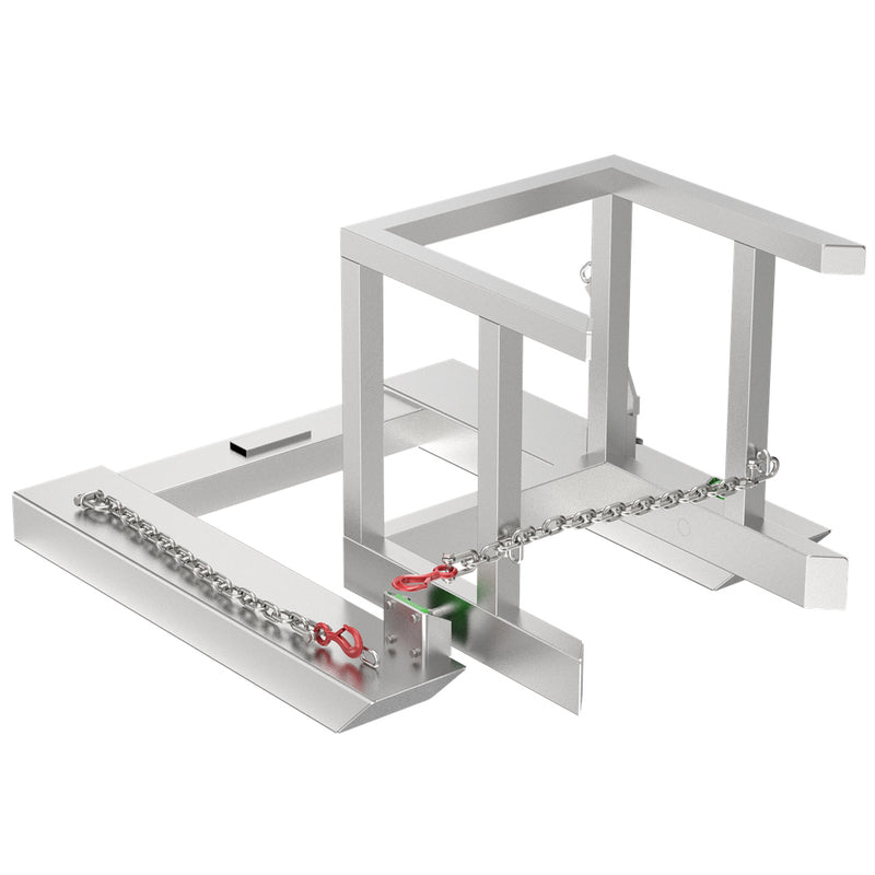 LANDYINDUS Forklift Wheelie Bin Tipper & Carrier | 240L | 500kg SWL | Drawcord Tip — No Hydraulics Required | Safety Chain | Operator Stays in Cab | Cradle Design | Warehouse, Recycling & Industrial | F-FWE24