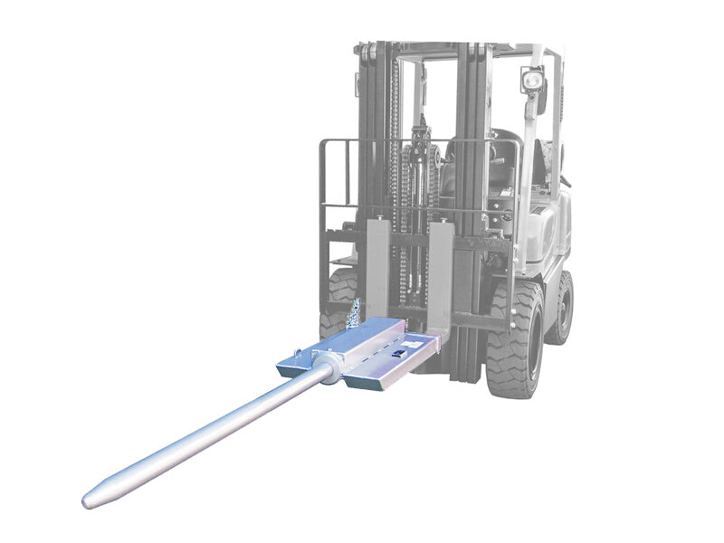 LANDYINDUS Forklift Slip-On Roll Prong | 200–1,700kg SWL | Mounts on Fork Tines — No Carriage Modification | 40–100mm Dia. | 1,200–2,800mm Length | Enamel Finish | Carpet, Vinyl & Fabric Rolls | F-RPS Series