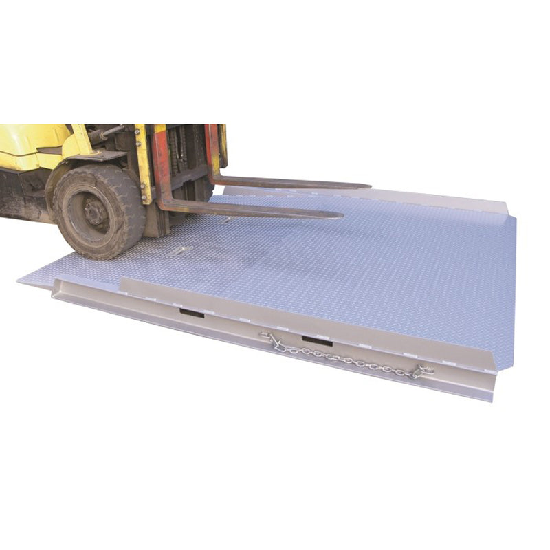LANDYINDUS Extra Long Container Loading Ramp | 8,000kg SWL | 3,000mm Platform — Deep Container Reach | Gentler Incline | Flip-Up Front + Fixed Side Fork Pockets | 6mm Steel | Enamel Finish | F-CRL8