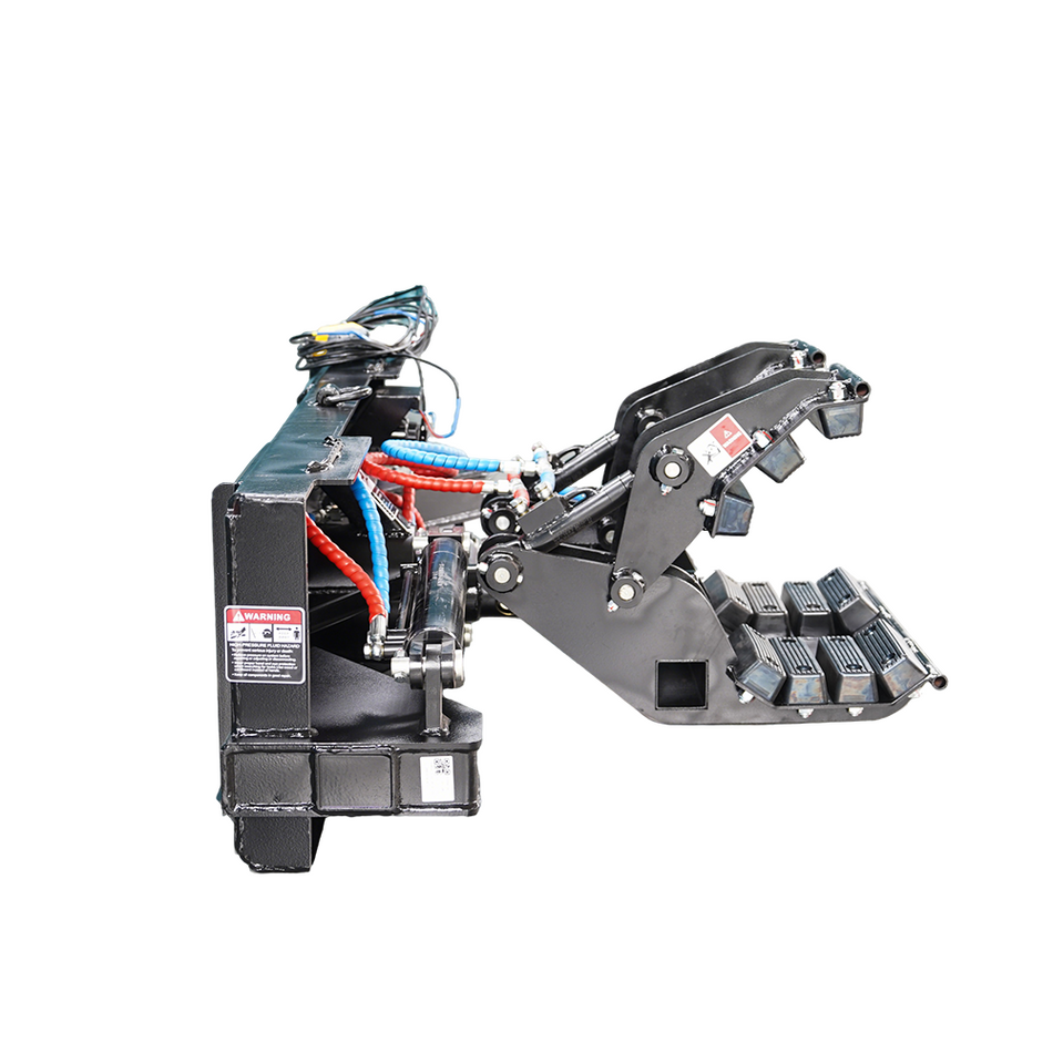 LANDYINDUS Skid Steer Pole Setter Attachment | Double Cylinder Rotating | 540kg | 75–355mm Jaw | Light Pole & Fence Post | MP1140