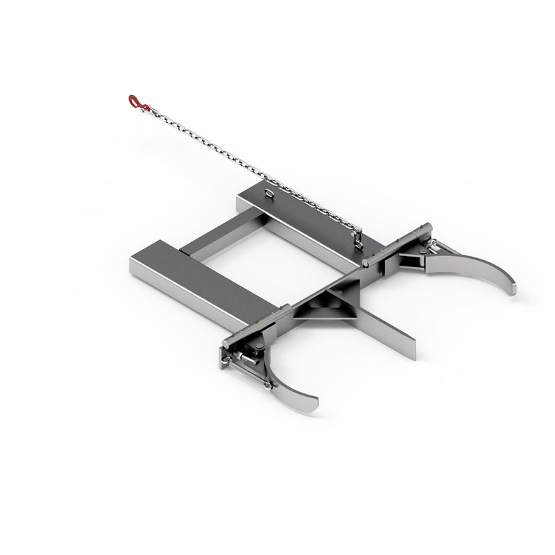 LANDYINDUS Automatic Dual Drum Forklift Lifter | 1,000kg SWL | Lifts 2 × 205L Steel Drums Simultaneously | Drive-Forward Auto-Engage Both Drums | Self-Tightening Load Response | Zinc-Plated | 165×65mm Fork Pockets | F-SDL2