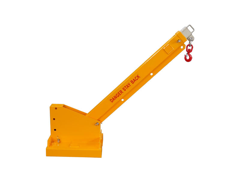LANDYINDUS Telescopic Forklift Jib Boom | 2.5T Tilt Long Jib | 3.58m Max Reach | 8 Hook Positions | Zinc Plated | F-TJL2.5