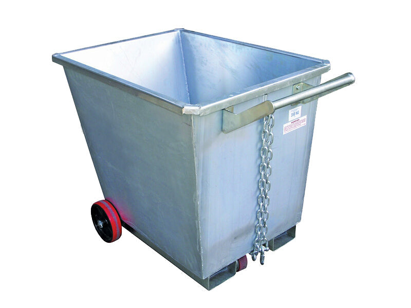 LANDYINDUS Forklift Skip Bin Lightweight Wheeled Tipping Bin 350kg 0.35–0.50m³ Zinc Plate F-CFS Series