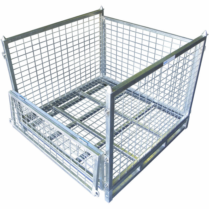 LANDYINDUS Foldable Wire Mesh Pallet Cage Stackable Stillage Galvanized 1000kg SWL WS-PCM Series