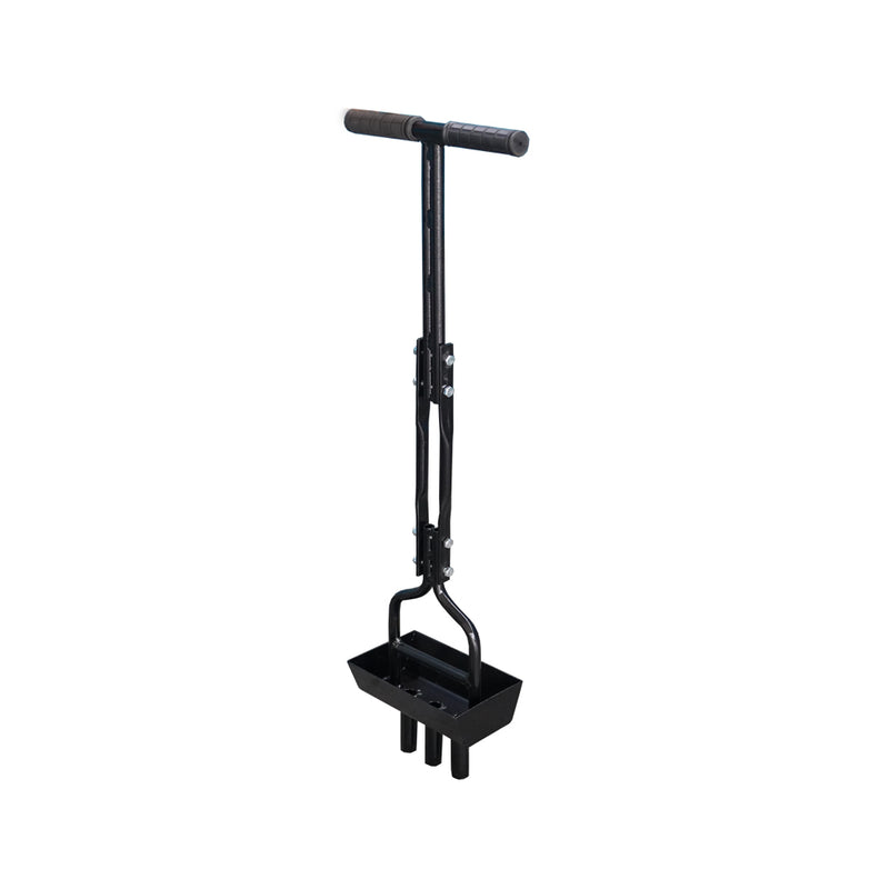 LANDYINDUS Manual Lawn Core Aerator with Soil Collection Tray 3 Tine Plug Aerator 4 Inch Depth G-LC37.6IN-3